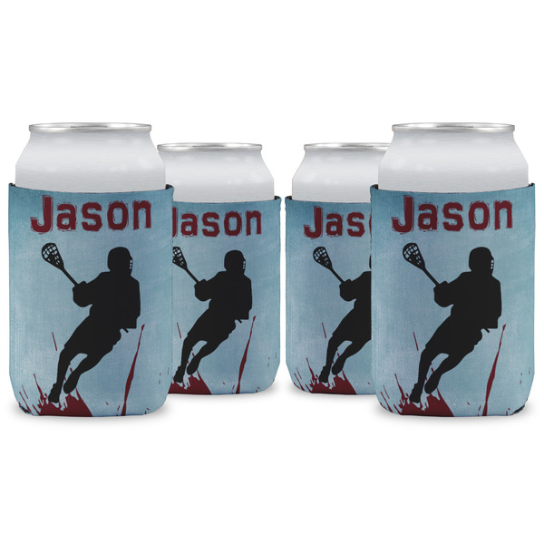 Custom Lacrosse Can Cooler (12 oz) - Set of 4 w/ Name or Text