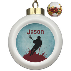 Lacrosse Ceramic Ball Ornaments - Poinsettia Garland (Personalized)