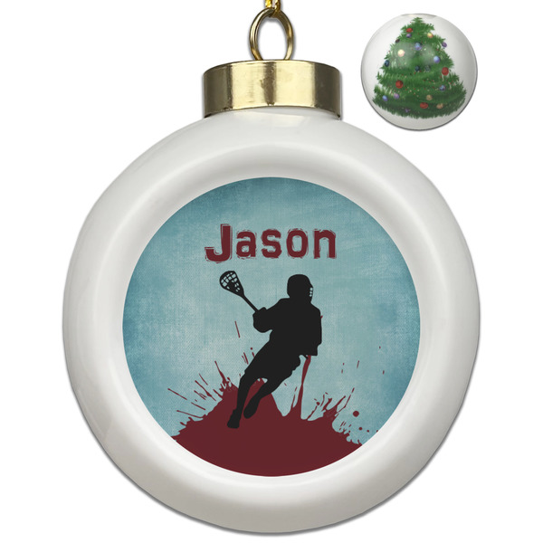 Custom Lacrosse Ceramic Ball Ornament - Christmas Tree (Personalized)