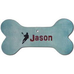 Lacrosse Ceramic Dog Ornament - Front w/ Name or Text