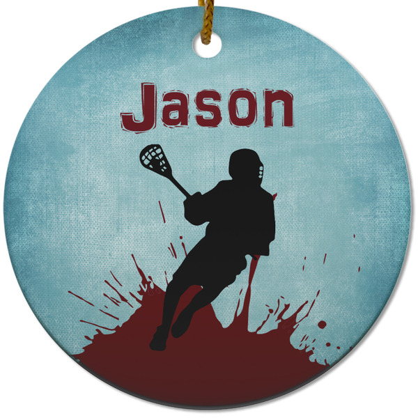 Custom Lacrosse Round Ceramic Ornament w/ Name or Text