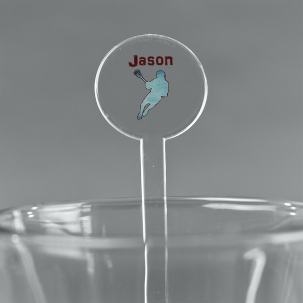 Custom Lacrosse 7" Round Plastic Stir Sticks - Clear (Personalized)