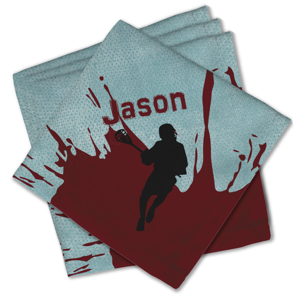 Custom Lacrosse Cloth Cocktail Napkins - Set of 4 w/ Name or Text