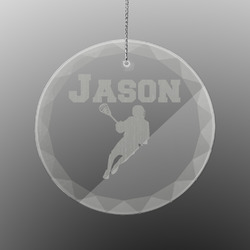 Lacrosse Engraved Glass Ornament - Round (Personalized)