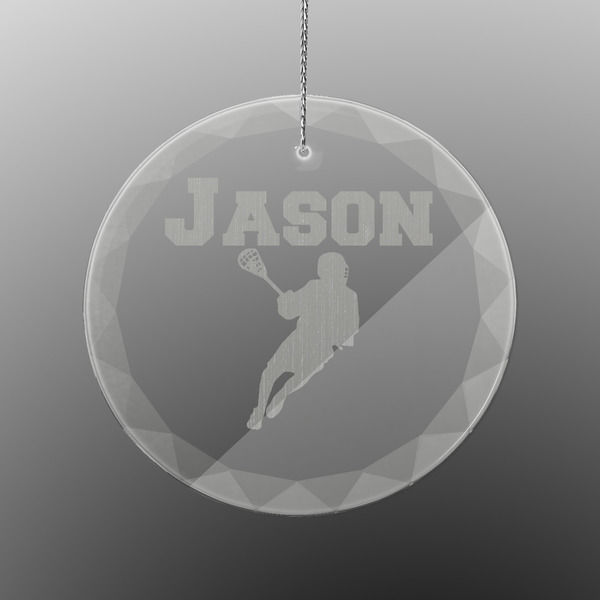 Custom Lacrosse Engraved Glass Ornament - Round (Personalized)