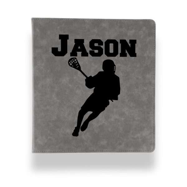 Custom Lacrosse Leather Binder - 1" - Grey (Personalized)