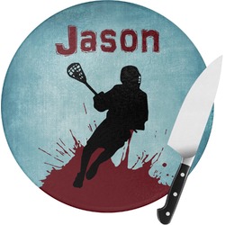 Lacrosse Round Glass Cutting Board (Personalized)