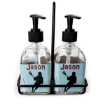 Lacrosse Glass Soap & Lotion Bottle Set (Personalized)