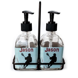 Lacrosse Glass Soap & Lotion Bottle Set (Personalized)