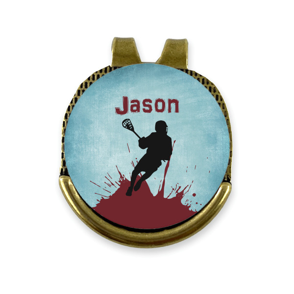 Custom Lacrosse Golf Ball Marker - Hat Clip - Gold