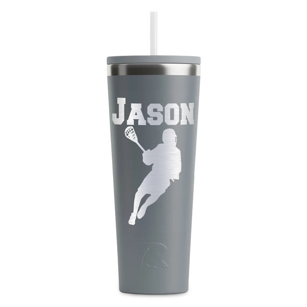 Custom Lacrosse RTIC Everyday Tumbler with Straw - 28oz - Grey - Double-Sided (Personalized)