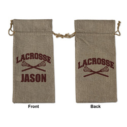 Lacrosse Large Burlap Gift Bag - Front & Back (Personalized)