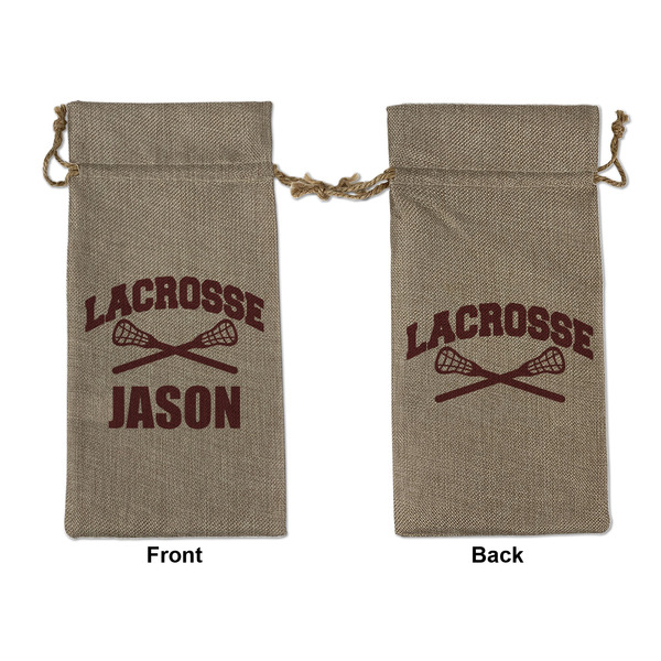 Custom Lacrosse Large Burlap Gift Bag - Front & Back (Personalized)