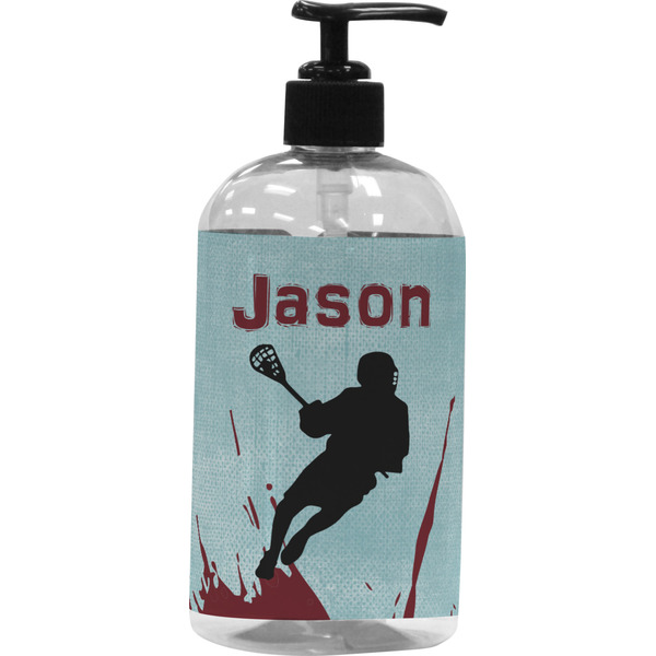 Custom Lacrosse Plastic Soap / Lotion Dispenser (16 oz - Large - Black) (Personalized)