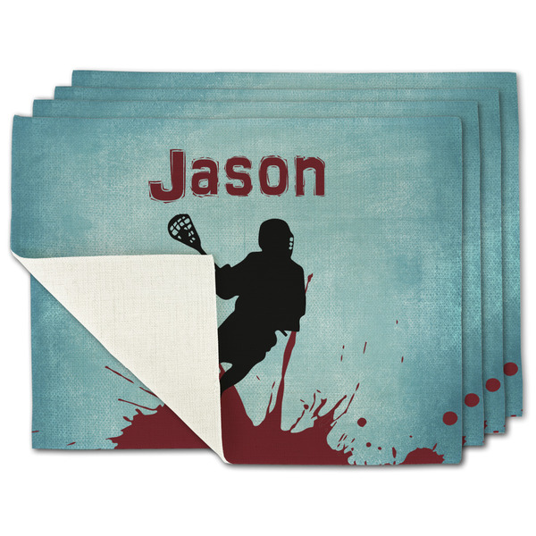 Custom Lacrosse Single-Sided Linen Placemat - Set of 4 w/ Name or Text