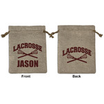 Lacrosse Medium Burlap Gift Bag - Front & Back (Personalized)