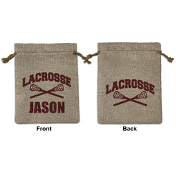 Lacrosse Medium Burlap Gift Bag - Front & Back (Personalized)