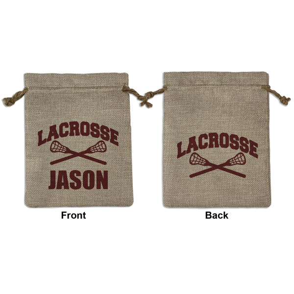 Custom Lacrosse Medium Burlap Gift Bag - Front & Back (Personalized)