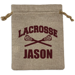 Lacrosse Medium Burlap Gift Bag - Front (Personalized)