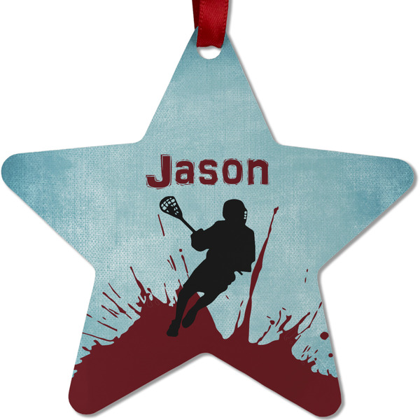 Custom Lacrosse Metal Star Ornament - Double Sided w/ Name or Text