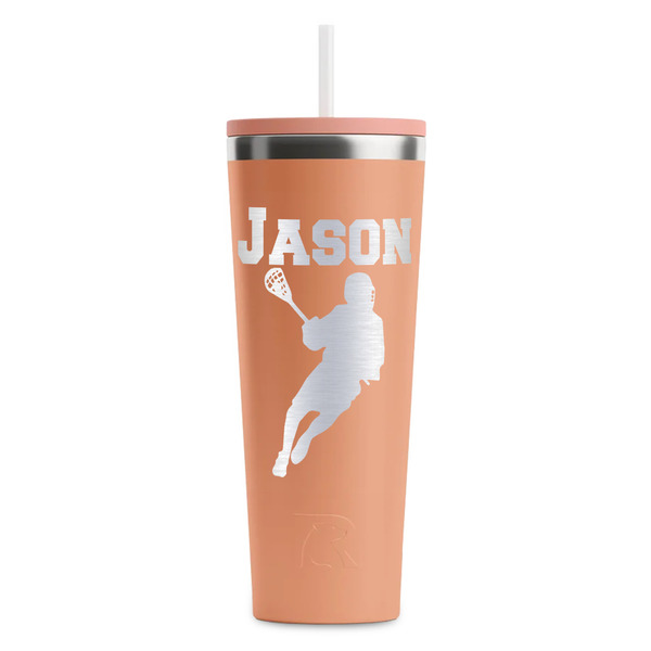 Custom Lacrosse RTIC Everyday Tumbler with Straw - 28oz - Peach - Double-Sided (Personalized)