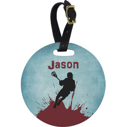 Lacrosse Plastic Luggage Tag - Round (Personalized)
