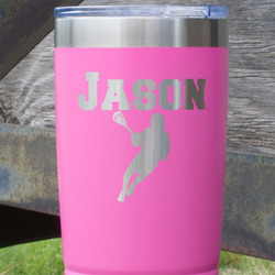 Lacrosse 20 oz Stainless Steel Tumbler - Pink - Double Sided (Personalized)