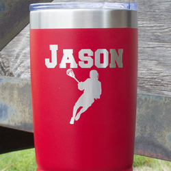 Lacrosse 20 oz Stainless Steel Tumbler - Red - Double Sided (Personalized)