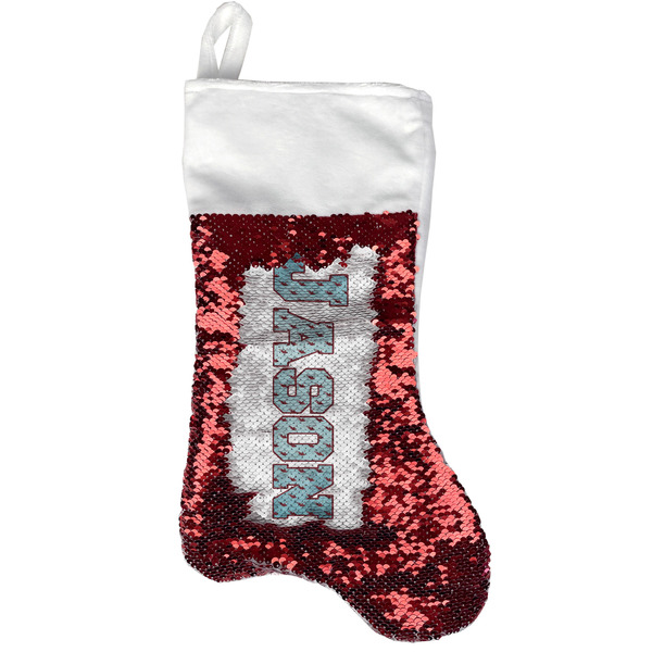 Custom Lacrosse Reversible Sequin Stocking - Red (Personalized)