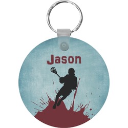 Lacrosse Round Plastic Keychain (Personalized)