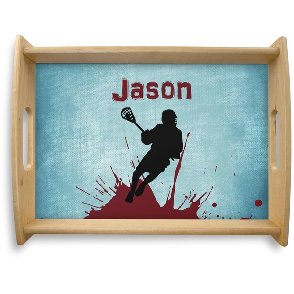 Custom Lacrosse Natural Wooden Tray - Large (Personalized)