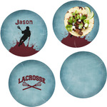 Lacrosse Set of 4 Glass Lunch / Dinner Plate 10" (Personalized)