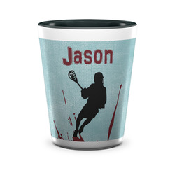 Lacrosse Ceramic Shot Glass - 1.5 oz - Two Tone - Set of 4 (Personalized)