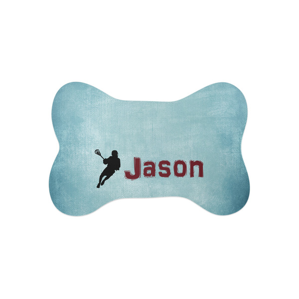 Custom Lacrosse Bone Shaped Dog Food Mat (Small) (Personalized)