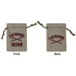 Lacrosse Small Burlap Gift Bag - Front & Back (Personalized)