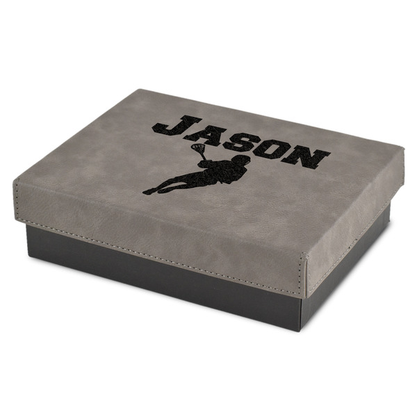 Custom Lacrosse Small Gift Box w/ Engraved Leather Lid (Personalized)