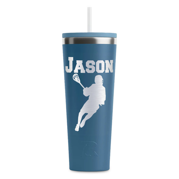 Custom Lacrosse RTIC Everyday Tumbler with Straw - 28oz - Steel Blue - Double-Sided (Personalized)