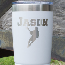 Lacrosse 20 oz Stainless Steel Tumbler - White - Double Sided (Personalized)