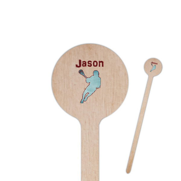 Custom Lacrosse 7.5" Round Wooden Stir Sticks - Single Sided (Personalized)