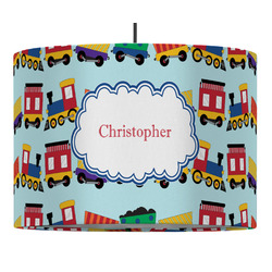 Trains 16" Drum Pendant Lamp - Fabric (Personalized)