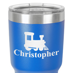Trains 30 oz Stainless Steel Tumbler - Royal Blue - Double-Sided (Personalized)