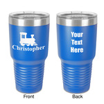 Trains 30 oz Stainless Steel Tumbler - Royal Blue - Double-Sided (Personalized)