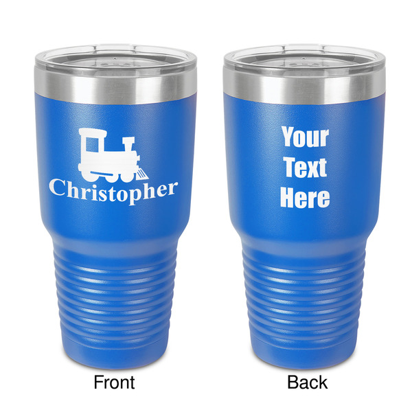 Custom Trains 30 oz Stainless Steel Tumbler - Royal Blue - Double-Sided (Personalized)