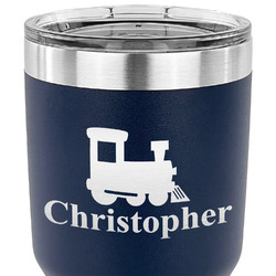 Trains 30 oz Stainless Steel Tumbler - Navy - Double Sided (Personalized)