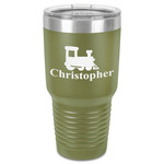 Trains 30 oz Stainless Steel Tumbler - Olive - Single-Sided (Personalized)