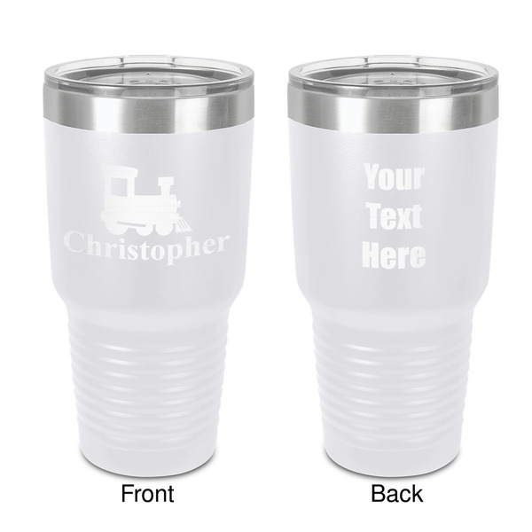 Custom Trains 30 oz Stainless Steel Tumbler - White - Double-Sided (Personalized)