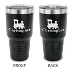 Trains 30 oz Stainless Steel Tumbler - Black - Double Sided (Personalized)