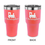 Trains 30 oz Stainless Steel Tumbler - Coral - Double Sided (Personalized)