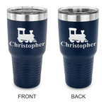 Trains 30 oz Stainless Steel Tumbler - Navy - Double Sided (Personalized)