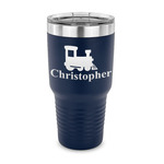 Trains 30 oz Stainless Steel Tumbler - Navy - Single Sided (Personalized)